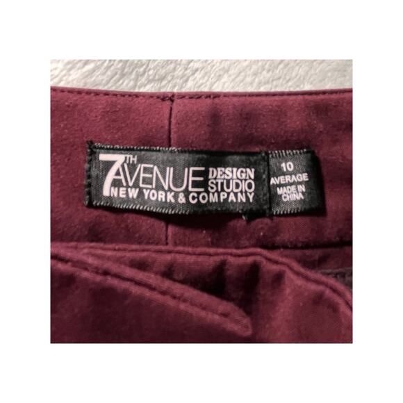 7th Avenue Design Studio Pants Sz 10 Wine Purple Business Casual Stretch - Picture 5 of 8